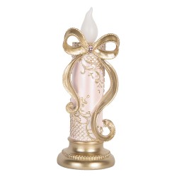 Clayre & Eef Decorazione natalizia con illuminazione a LED e musica 10x10x25 cm Color oro Plastica