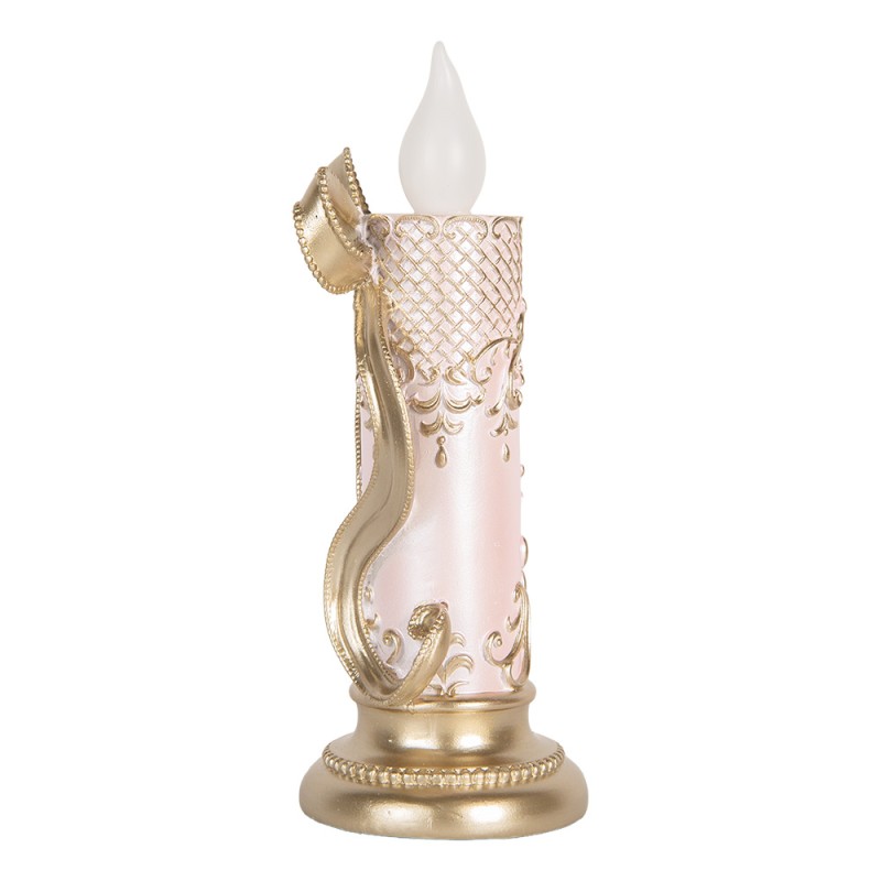 Clayre & Eef Decorazione natalizia con illuminazione a LED e musica 10x10x25 cm Color oro Plastica