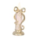 Clayre & Eef Decorazione natalizia con illuminazione a LED e musica 10x10x25 cm Color oro Plastica