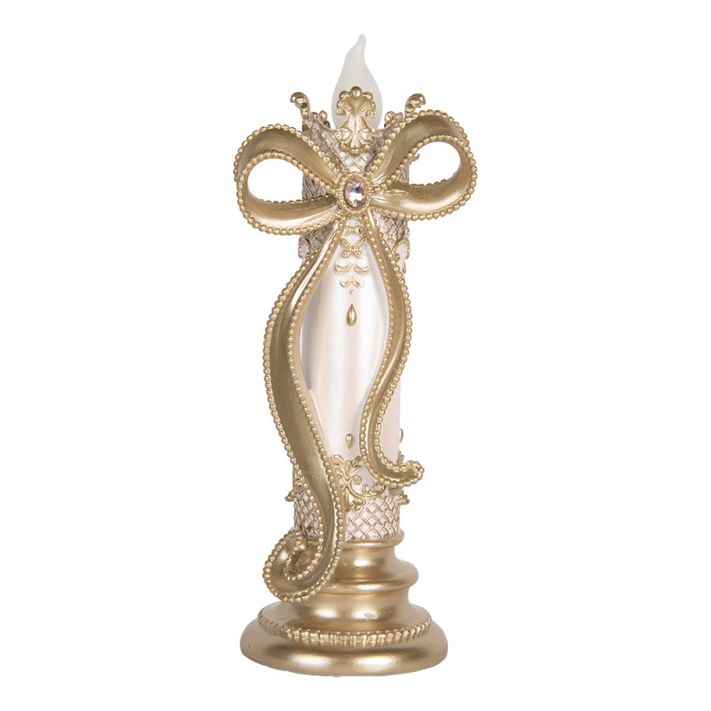 Clayre & Eef Decorazione natalizia con illuminazione a LED e musica 13x12x34 cm Color oro Plastica