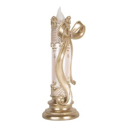 Clayre & Eef Decorazione natalizia con illuminazione a LED e musica 13x12x34 cm Color oro Plastica