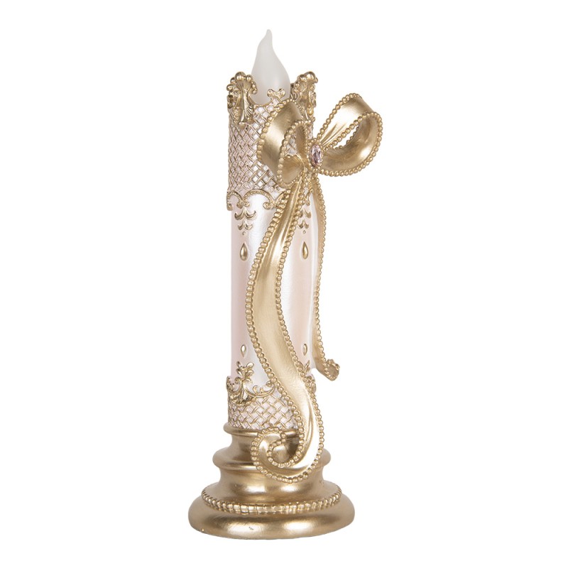 Clayre & Eef Decorazione natalizia con illuminazione a LED e musica 13x12x34 cm Color oro Plastica