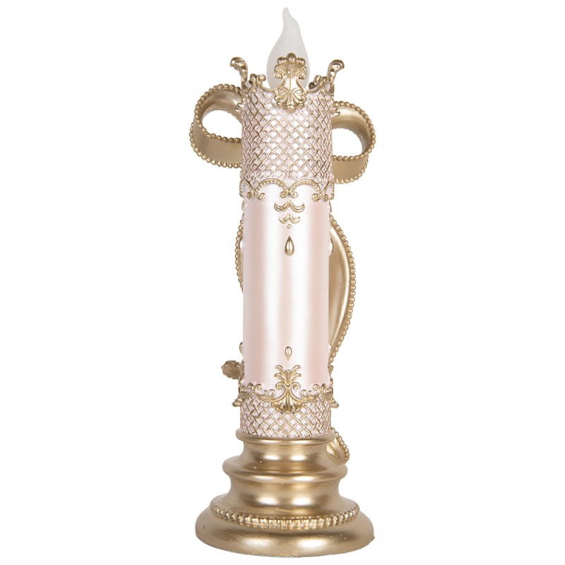 Clayre & Eef Decorazione natalizia con illuminazione a LED e musica 13x12x34 cm Color oro Plastica
