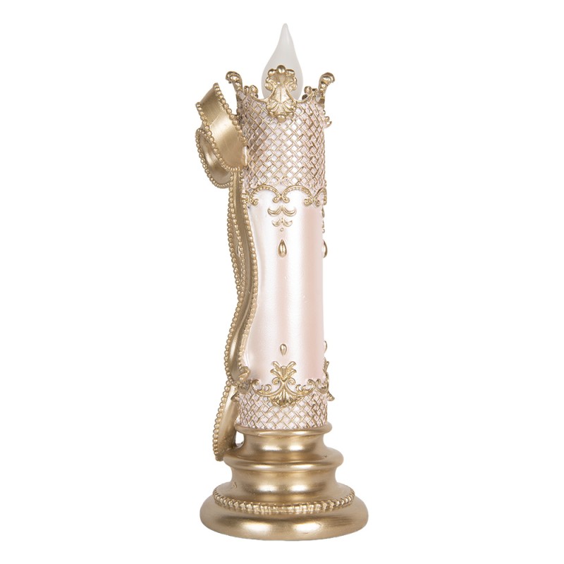 Clayre & Eef Decorazione natalizia con illuminazione a LED e musica 13x12x34 cm Color oro Plastica