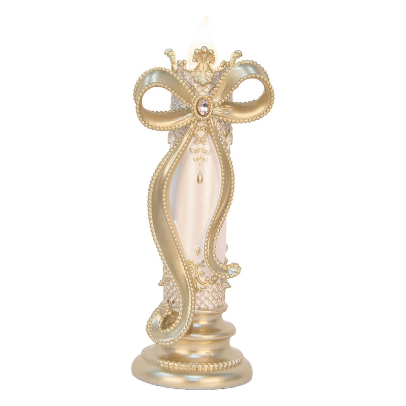 Clayre & Eef Decorazione natalizia con illuminazione a LED e musica 13x12x34 cm Color oro Plastica