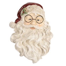 Clayre & Eef Decorazione murale Babbo Natale 23x5x31 cm Bianco Poliresina
