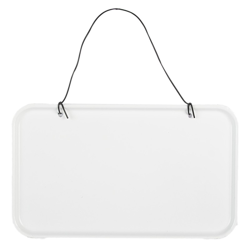 Clayre & Eef Targhetta con testo 20x12 cm Bianco Metallo Cane
