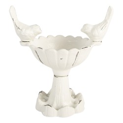 Clayre & Eef Vaschetta per l'alimentazione degli uccelli 14x8x13 cm Bianco Metallo