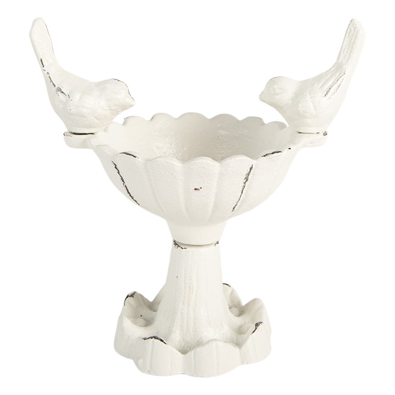 Clayre & Eef Vaschetta per l'alimentazione degli uccelli 14x8x13 cm Bianco Metallo