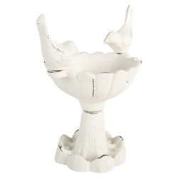 Clayre & Eef Vaschetta per l'alimentazione degli uccelli 14x8x13 cm Bianco Metallo