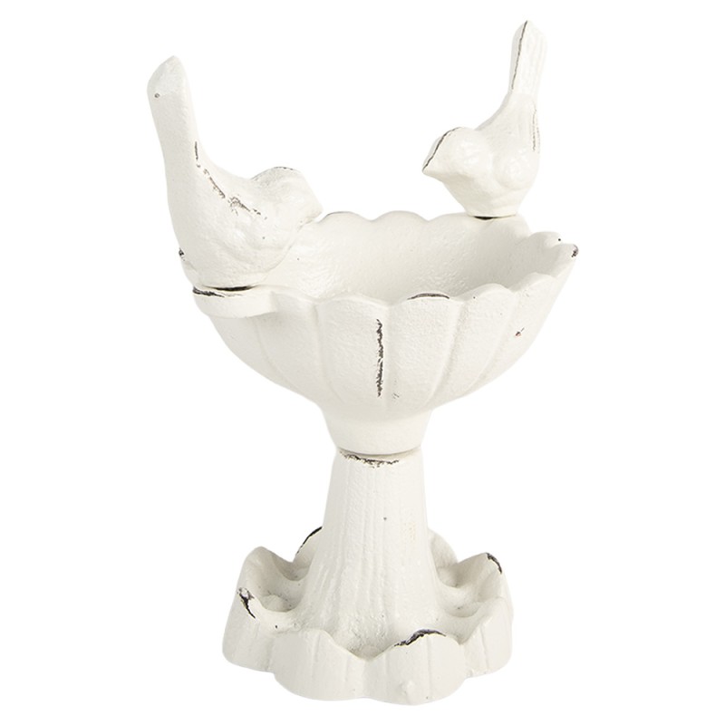 Clayre & Eef Vaschetta per l'alimentazione degli uccelli 14x8x13 cm Bianco Metallo