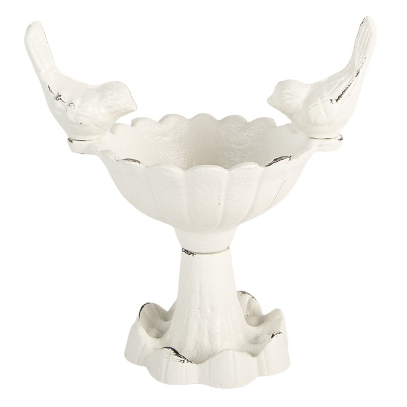 Clayre & Eef Vaschetta per l'alimentazione degli uccelli 14x8x13 cm Bianco Metallo