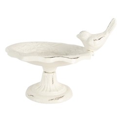 Clayre & Eef Vaschetta per l'alimentazione degli uccelli Uccello 14x12x11 cm Bianco Metallo