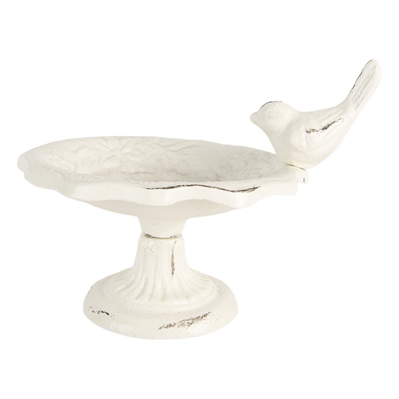 Clayre & Eef Vaschetta per l'alimentazione degli uccelli Uccello 14x12x11 cm Bianco Metallo