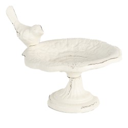 Clayre & Eef Vaschetta per l'alimentazione degli uccelli Uccello 14x12x11 cm Bianco Metallo