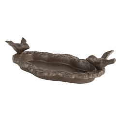 Clayre & Eef Vaschetta per l'alimentazione degli uccelli Uccello 27x14x6 cm Marrone Metallo