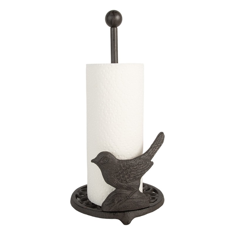 Clayre & Eef Portarotolo per la cucina Ø 17x33 cm Marrone Metallo