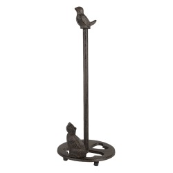 Clayre & Eef Portarotolo per la cucina Ø 14x36 cm Marrone Metallo