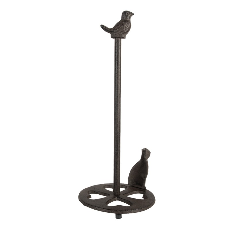 Clayre & Eef Portarotolo per la cucina Ø 14x36 cm Marrone Metallo