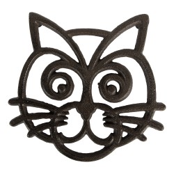 Clayre & Eef Sottopentole 16x16x2 cm Marrone Metallo Gatto