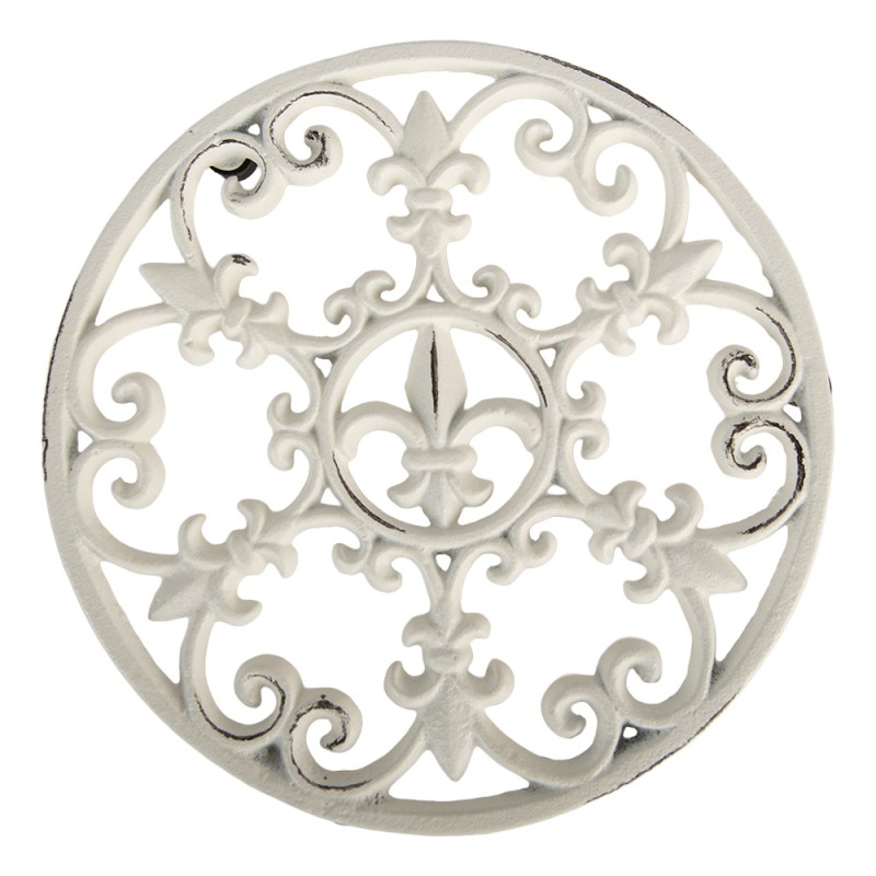 Clayre & Eef Sottopentole Ø 18x2 cm Bianco Metallo
