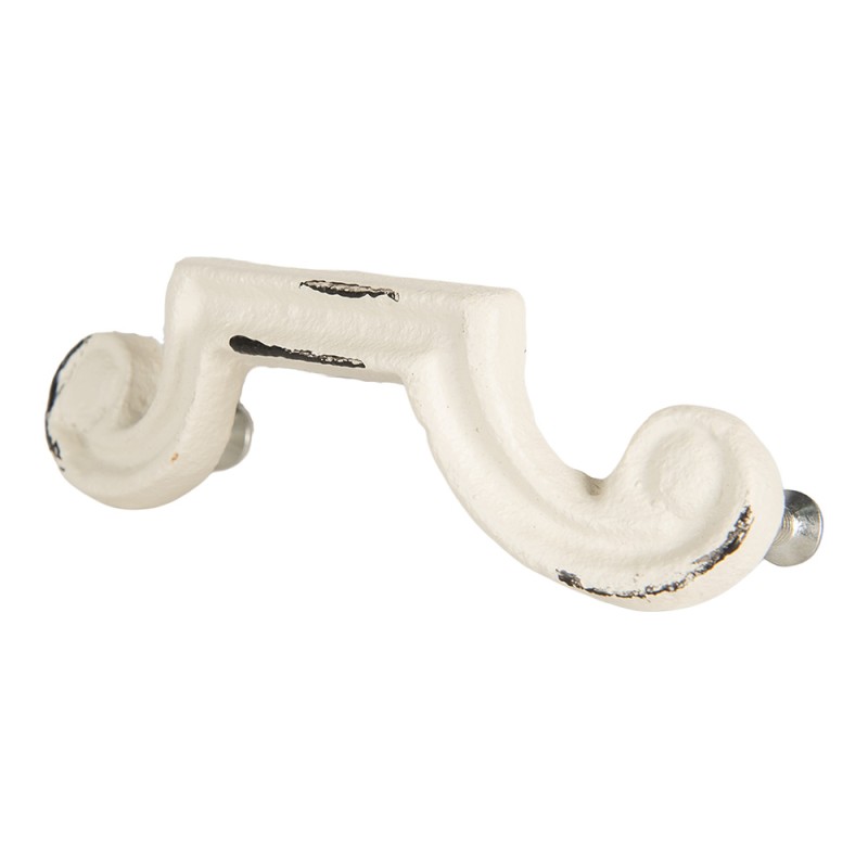 Clayre & Eef Maniglia 12x2x3 cm Bianco Metallo