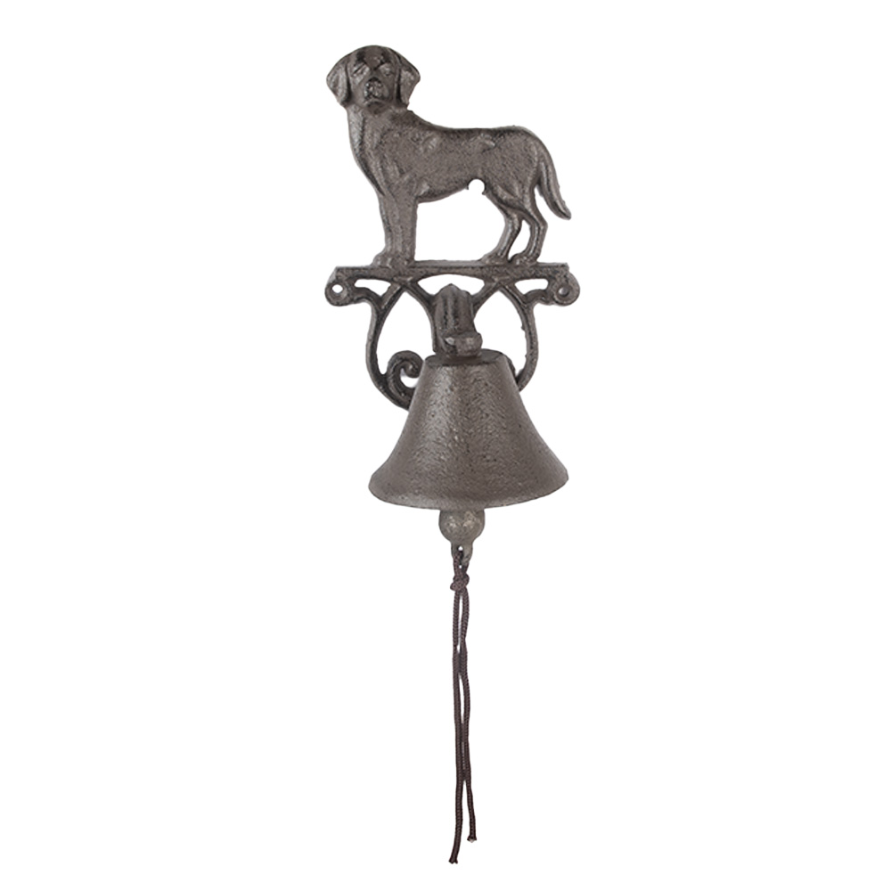 Clayre&Eef Ouderwetse Deurbel Hond 14x14x24 cm Bruin Metaal afbeelding
