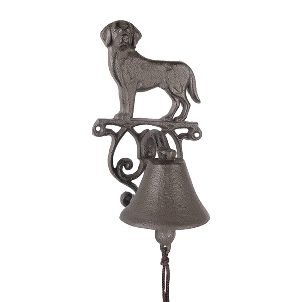 Ouderwetse Deurbel Hond 14X14X24 Cm Bruin Metaal-image