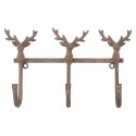 Clayre & Eef Attaccapanni da parete 3 ganci 27x5x15 cm Marrone Metallo