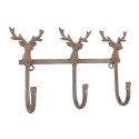 Clayre & Eef Attaccapanni da parete 3 ganci 27x5x15 cm Marrone Metallo