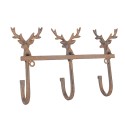 Clayre & Eef Attaccapanni da parete 3 ganci 27x5x15 cm Marrone Metallo