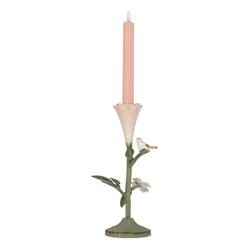 Clayre & Eef Candelabro 12x12x26 cm Verde Metallo
