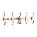 Clayre & Eef Attaccapanni da parete 5 ganci 50x7x17 cm Color oro Metallo