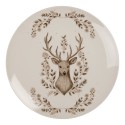 Clayre & Eef Piatto per la colazione Ø 20x2 cm Beige Porcellana Cervo