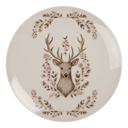 Clayre & Eef Piatto per la colazione Ø 20x2 cm Beige Porcellana Cervo