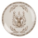 Clayre & Eef Piatto da cena Ø 26x2 cm Beige Porcellana Cervo