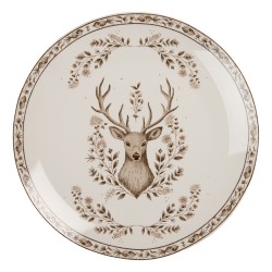 Clayre & Eef Piatto da cena Ø 26x2 cm Beige Porcellana Cervo