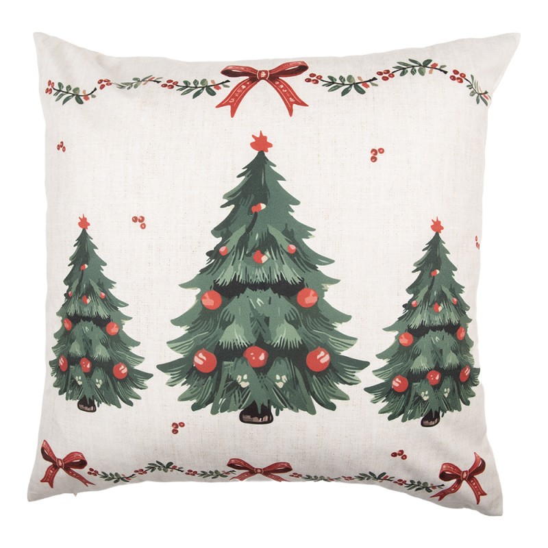 Clayre & Eef Federa per cuscino 45x45 cm Beige Poliestere Albero di Natale