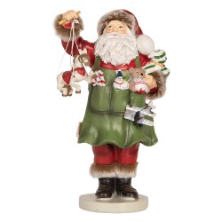 Clayre & Eef Figurine Santa Claus 13x9x23 cm Green Plastic