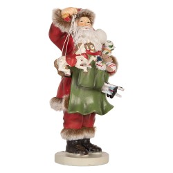 Clayre & Eef Figurine Santa Claus 13x9x23 cm Green Plastic