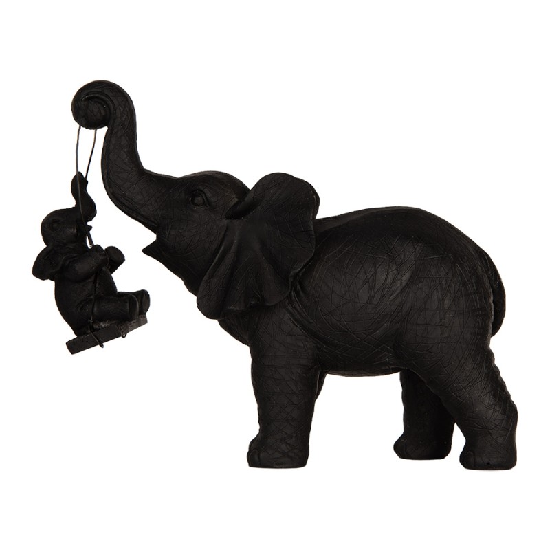 Clayre & Eef Figurine Elephant 20x8x18 cm Black Plastic