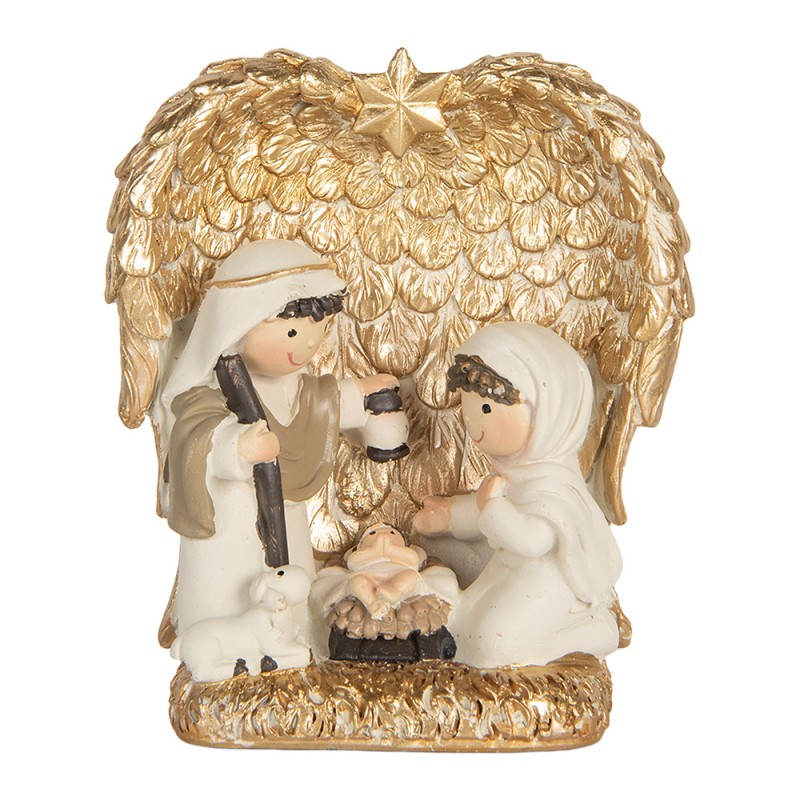 Clayre & Eef Christmas Decoration Figurine Nativity Scene 12x6x13 cm Gold colored Plastic