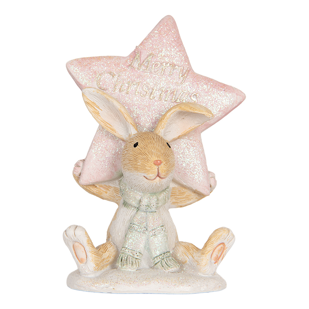 Clayre&Eef Decoratie Beeld Konijn 8x5x11 cm Bruin Kunststof