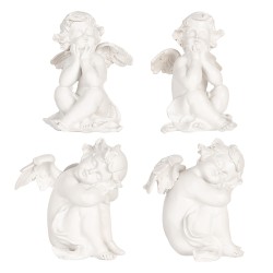 Clayre & Eef Christmas Decoration Figurine Angel set van 4 White Plastic