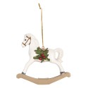Clayre & Eef Christmas Ornament Horse 12x4x11 cm White Plastic