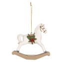 Clayre & Eef Christmas Ornament Horse 12x4x11 cm White Plastic
