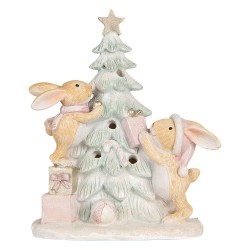 Clayre & Eef Christmas Decoration with LED Lighting Rabbit 14x8x16 cm Brown Plastic