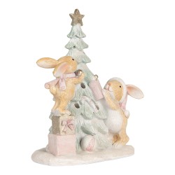 Clayre & Eef Christmas Decoration with LED Lighting Rabbit 14x8x16 cm Brown Plastic