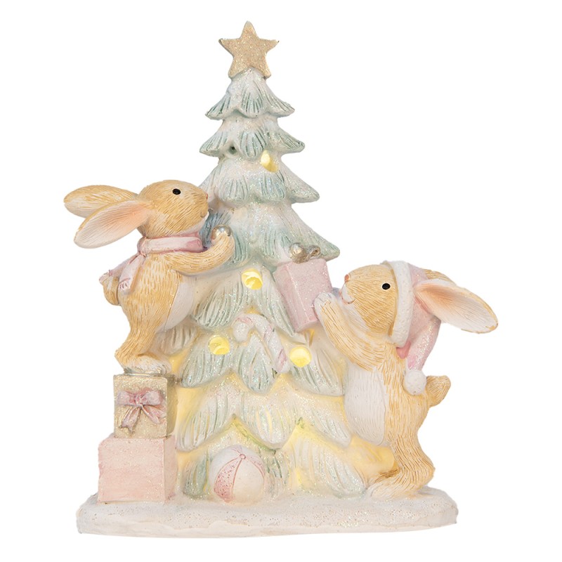 Clayre & Eef Christmas Decoration with LED Lighting Rabbit 14x8x16 cm Brown Plastic