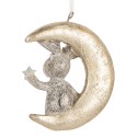 Clayre & Eef Christmas Ornament Set of 2 Rabbit 7x3x8 cm Grey Plastic